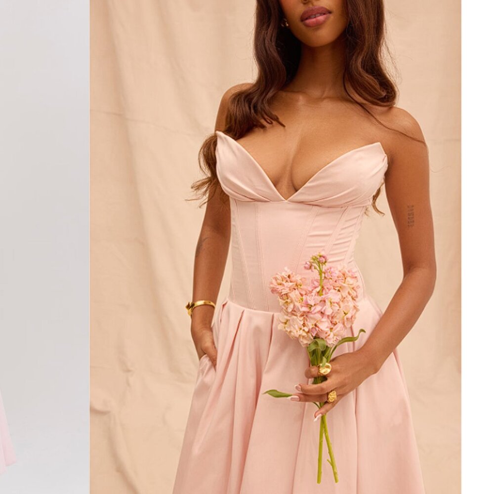 HOUSE OF CB 'Lady' Ballerina Pink Strapless Midi Dress NWOT - Picture 5 of 10